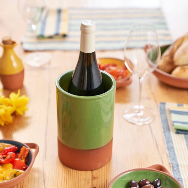 Glazed Terracotta Wine Cooler - Green